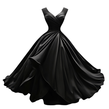 Elegant Black Dress on White on transparent background. png