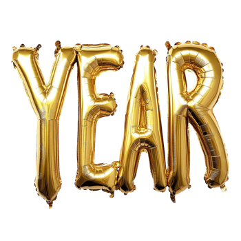 Happy New Year Gold Balloons on transparent background. png