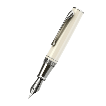 Silver Tip Fountain Pen Close Up on transparent background. png