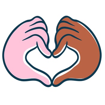 doodle hands in hearts shapes vector