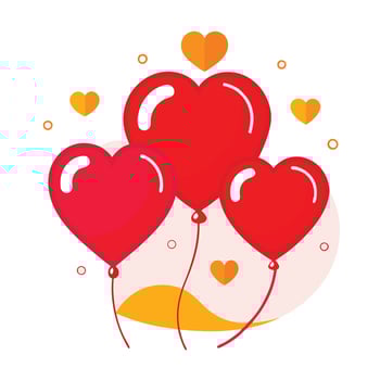 Happy valentine's day lovely hearts red balloon icon silhouette illustration for photo overlays t-shirt print flyer poster design vector