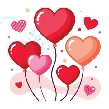 Loveable hearts multi color balloon icon silhouette illustration for photo overlays t-shirt print flyer poster design vector