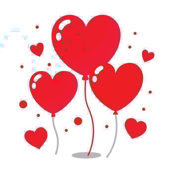 Valentine's day card with red heart shaped balloons vector