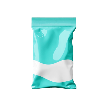 Teal Stand Up Pouch Mockup with White Label png