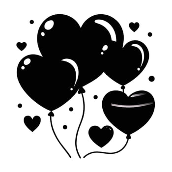 black heart shaped balloons with hearts and hearts on them vector