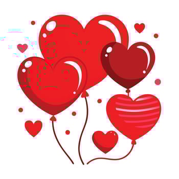 Happy valentine's day card with love hearts colorful balloon icon silhouette illustration for photo overlays t-shirt print flyer poster design vector