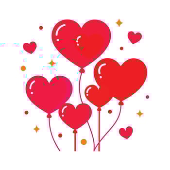 valentine's day with red heart shaped balloons vector