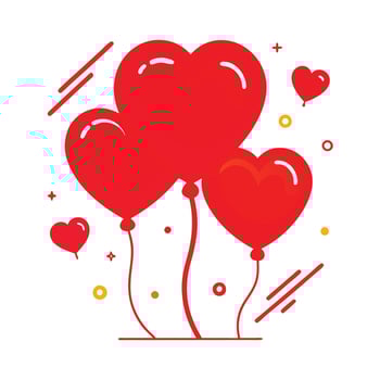 Happy valentine's day card with love hearts red balloon icon silhouette illustration for photo overlays t-shirt print flyer poster design vector