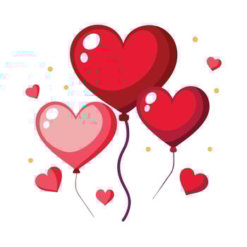 Happy valentine's day card with love hearts red balloon icon silhouette illustration for photo overlays t-shirt print flyer poster design web vector