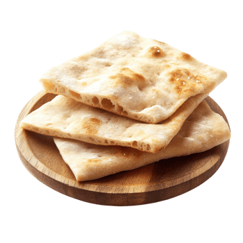 Artisan Bread on Rustic Plate on transparent background. png