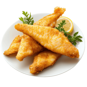 Delicious Fried Fish Fillets on transparent background. png