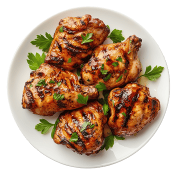 Grilled Chicken Plate White Background on transparent background. png