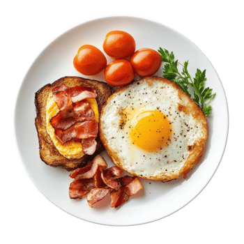 Delicious Breakfast Plate Setting on transparent background. png