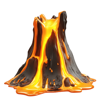 Volcanic Lava Flow Texture on transparent background. png
