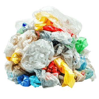 Plastic Waste Pollution Problem on transparent background. png