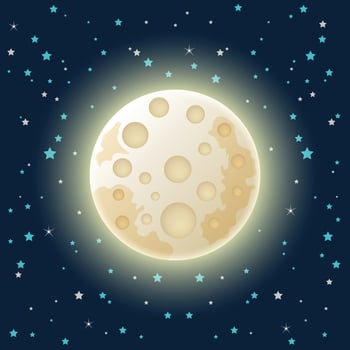 Full moon night icon in flat style. Lunar landscape on isolated background. Astrology sign business concept. vector