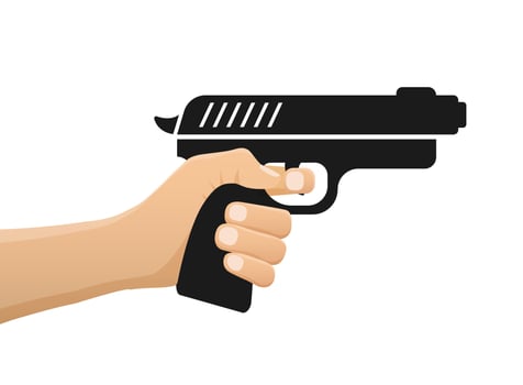Hand holding gun icon illustration vector