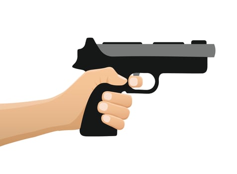 Hand holding gun illustration vector