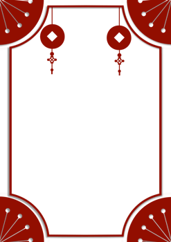 Chinese New Year red Frame with Lantern Motif png