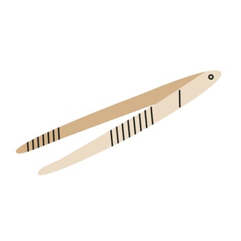 Stainless steel tweezer. Flat illustration isolated on white background. vector