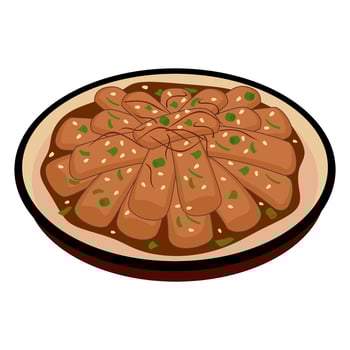 A plate of meat with sauce on it vector