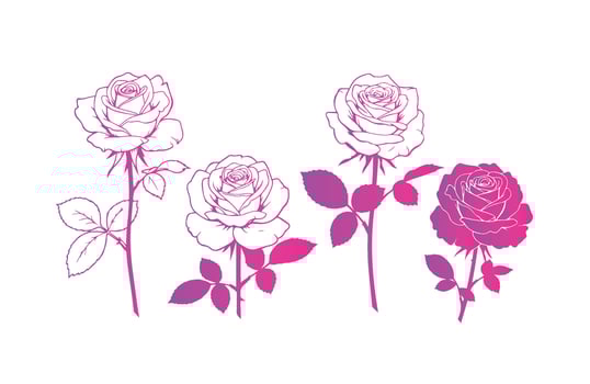 Classic Rose Silhouettes in Soft Gradient Shades vector