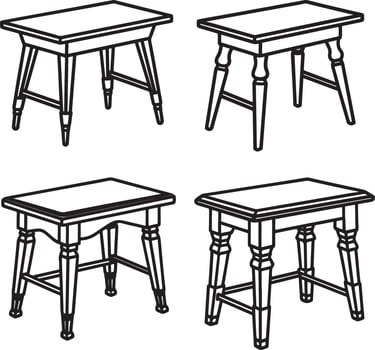 line art table illustration design vector