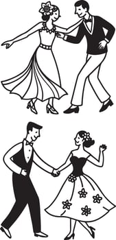 silhouette couple dancing image vector