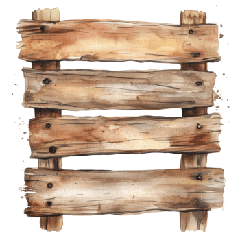 Watercolor Painting Of Four Wooden Planks png