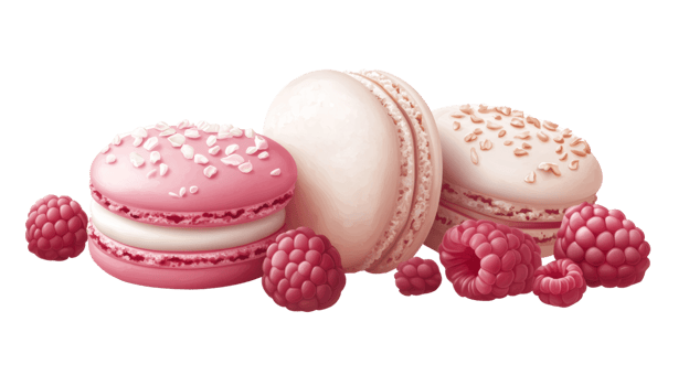 Delicious Macarons and Raspberries Sweet Treat png
