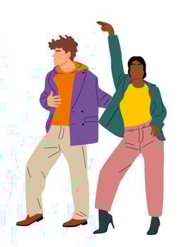 Dancing couple. Young man and woman standing in dance pose. vector