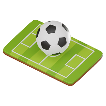 3D render, Football Pitch, Ball with Realistic Grass, Icon Illustration png