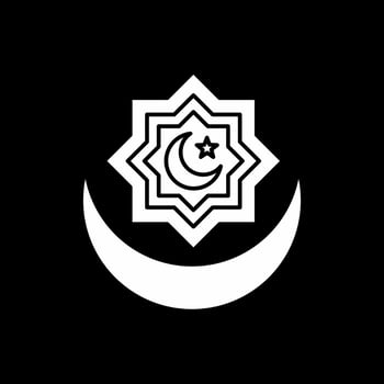 Black and White Islamic moon and mandala icon illustration design, Islamic Ramadan icon 2 vector