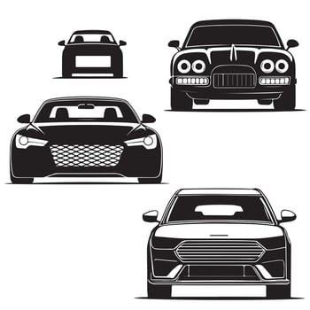 Cars Front View Silhouettes vector