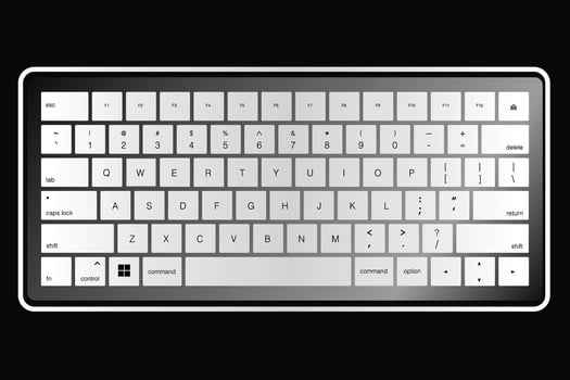 Sleek White Keyboard Layout On Black Background vector