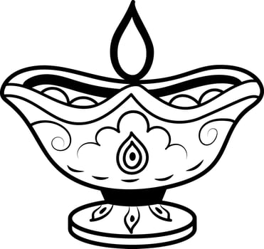 Oil lamp icon in hand drawn style vector