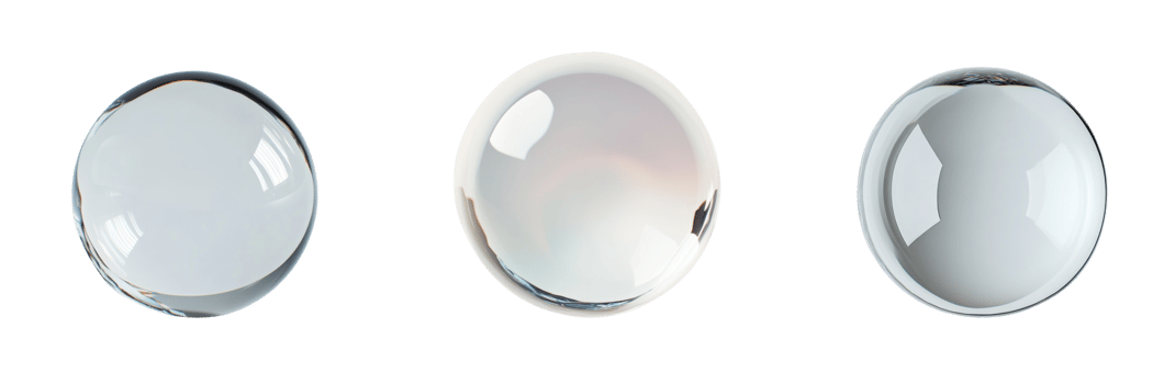 Three Oval Shaped Glass Objects Reflecting Light png