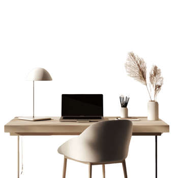 Minimalist Home Office Desk Setup With Laptop png