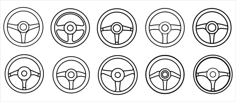 A Illustration of Different Car Steering Wheel Designs vector