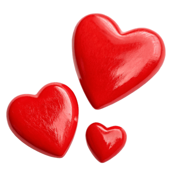 valentines day 3d three red hearts is isolated on transparent png