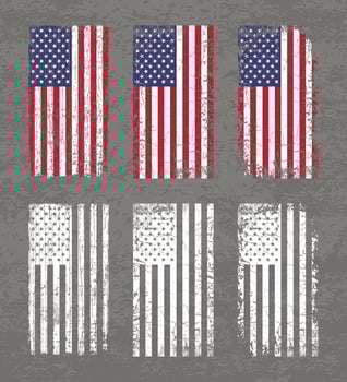 grunge USA flag set , white flag silhouette vector
