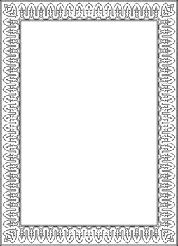 square contour black national Persian ornament. Rectangle, frame, border, ethnic pattern vector