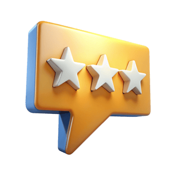 3D Render of Three Stars in a Speech Bubble png