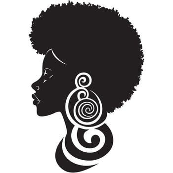 Silhouette of african american woman with curly hair vector