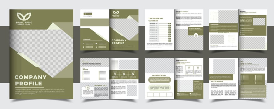 Corporate Editable Company Profile 12 Page Design Template in A4 vector