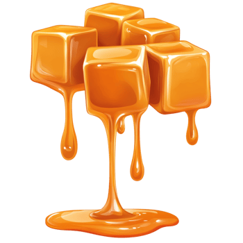 Melted Caramel Cubes Dripping Sweet Gooey Delight png