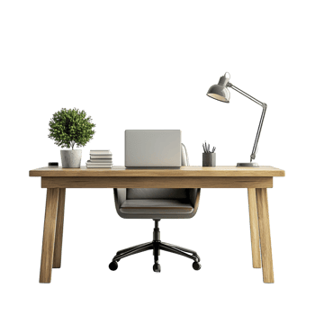 Modern minimalist home office workspace setup with laptop png