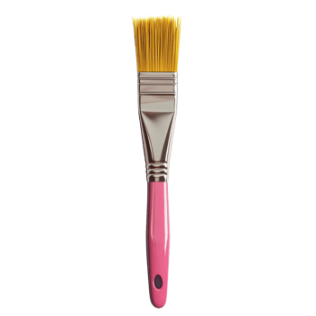 A pink handled paintbrush with golden bristles png