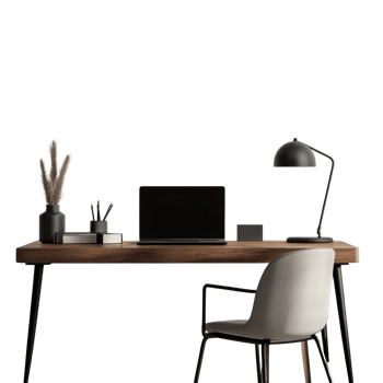 Modern Minimalist Workspace With Laptop and Desk Lamp png