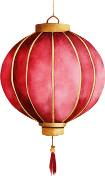 Elegant Red and Gold Chinese Lantern Watercolor Illustration Festive Decoration Hanging Ornament png